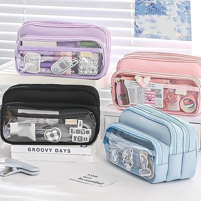 Transparent Pen Bag Large Capacity Simple High Appearance Level Pencil Case Creative Multi-functional Middle School Student Pen Bag 2025 - $23.99 –P1