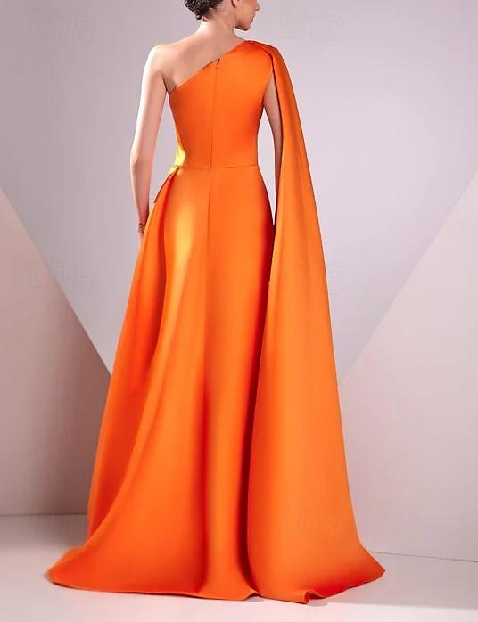 A-Linie Abendkleid Elegantes Kleid Formal Bodenlang Ärmellos Ein Schulter Tasche Satin mit Rüschen Maskeradenkleid 2025 2025 - $178.99 –P2