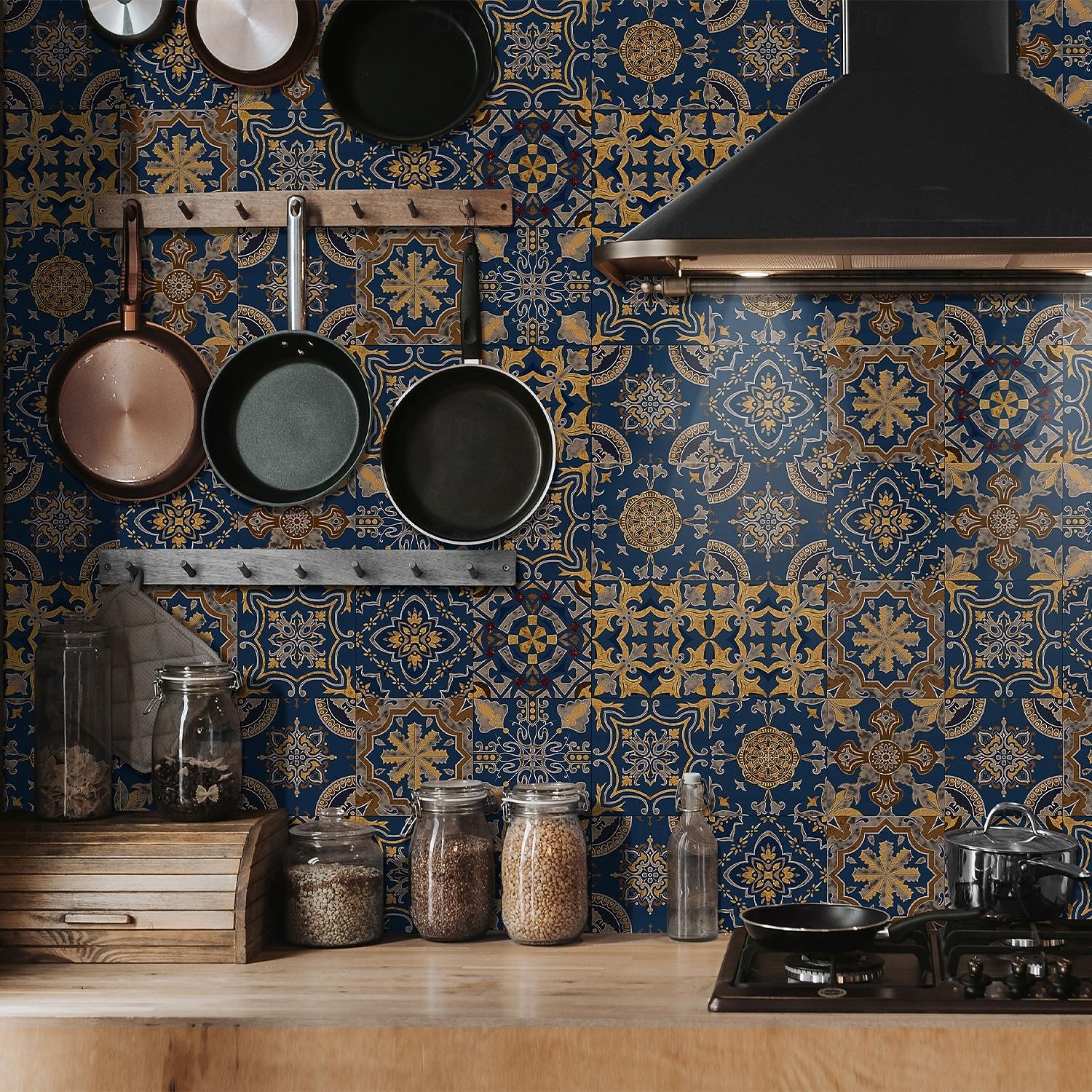 2026年 24枚のモロッコ風タイルステッカー、厚手のクリスタルフィルムPVC壁用デカール、防水 &耐油性、取り外し可能なレトロなタイル壁装飾、バスルーム、キッチン、ヴィンテージホーム  コレクション – $11.99 –P9