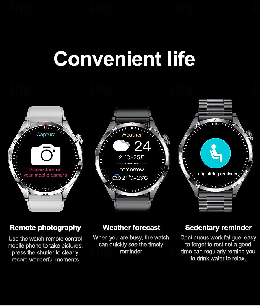 2025年 LT09 スマートウォッチ 1.5 インチ スマート·ウォッチ ブルートゥース 歩数計 着信通知 睡眠サイクル計測器 と互換性があります Android iOS 女性 男性 ハンドフリーコール 防水 メディアコントロール IP 67 46mmの時計ケース コレクション – $34.59 –P10