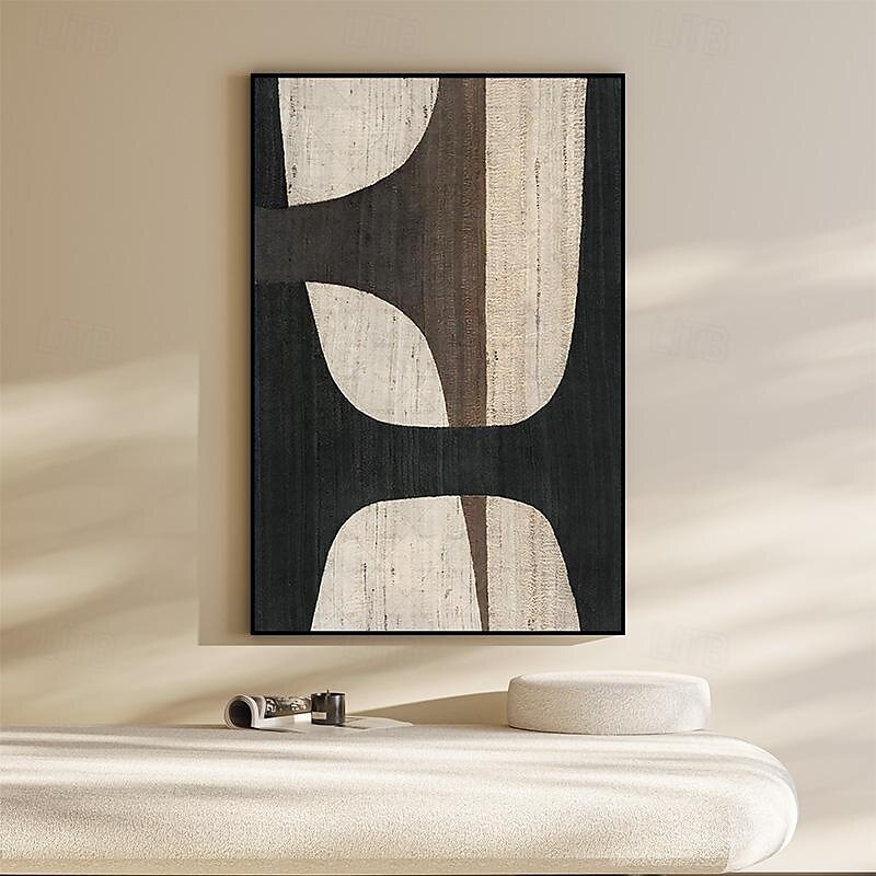 beiges Wabi Sabi Ölgemälde handgemachte Wandkunst braun beige abstraktes Gemälde großes schwarzes minimalistisches Gemälde Wandkunst beige strukturiertes Leinwandgemälde neutrale Wandkunst 2025 - $116.99 –P1