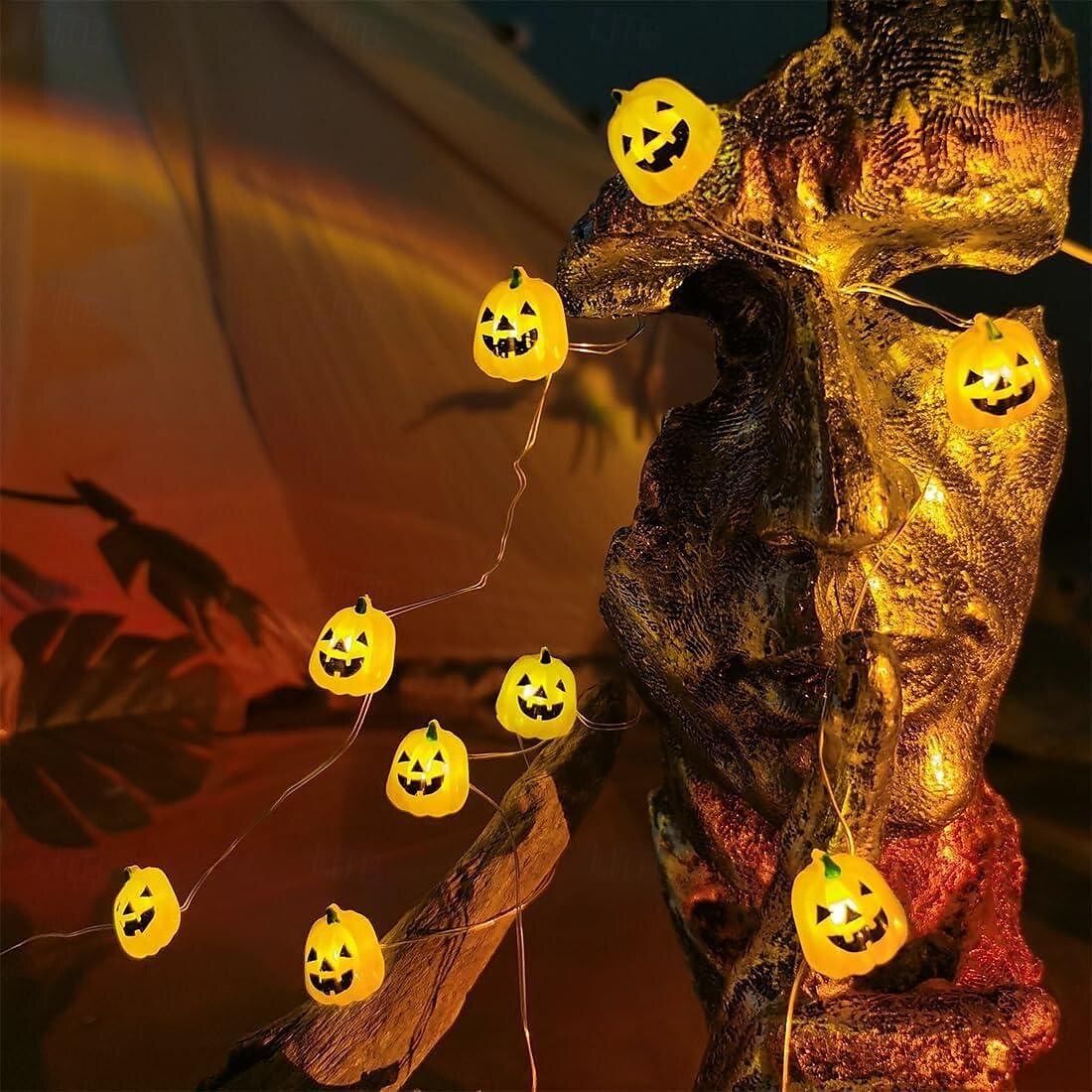 halloween sütőtök rézdrót zsinór lámpák világítanak sütőtök jack o lámpás 2m 20 led akkumulátorral működő beltéri szabadtéri szellemfesztivál otthon halloween erkély kerti dekoráció 2025 - $9.99 –P6