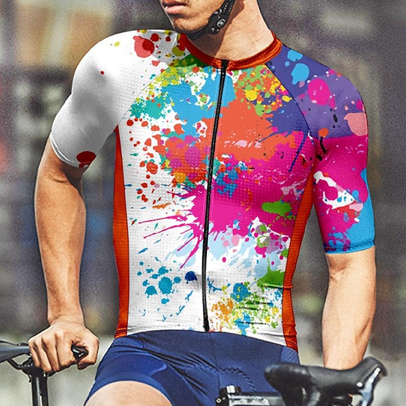 Herren Radtrikot Graffiti Kurzarm Fahhrad T-Shirt Trikot mit 3 Gesäßtaschen Mountainbike MTB Schnelltrocknend Anatomisches Design Feuchtigkeitsableitend Atmungsaktiv Sport Weiß Gelb Blau Bekleidung 2026 - $30.99 –P19