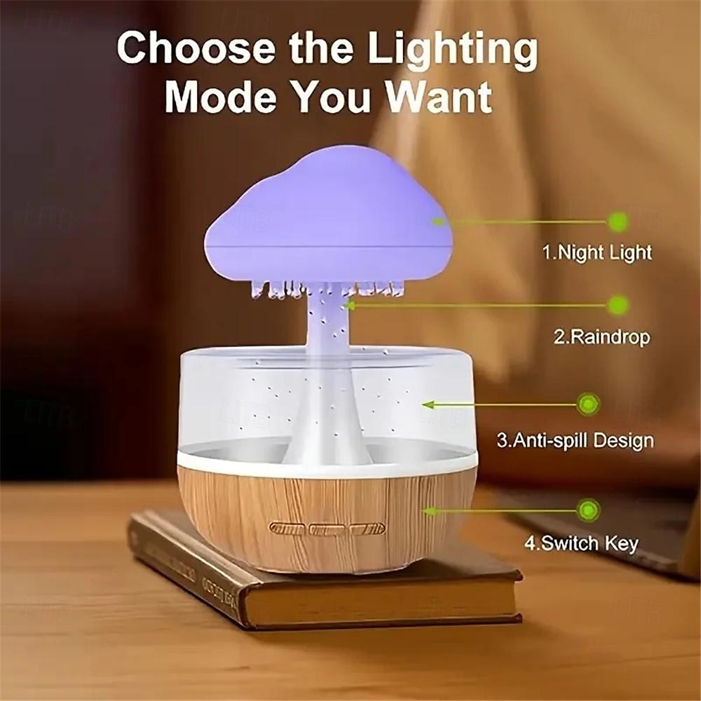 USB Rechargeable Mushroom Rain Cloud Humidifier 7 LED Light Droplet Essential Oil Diffusers Rain Cloud Night Light Sleep Light Room Small Night Light Living Room Decorative Light  1PC 2025 - $45.99 –P4