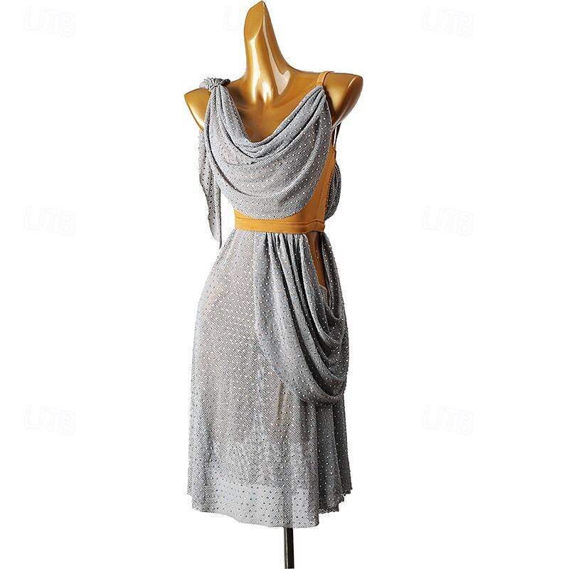 Danse latine Robe Cristaux / Stras Femme Utilisation Usage quotidien Sans Manches Spandex de 2025 ? $168.99 –P3