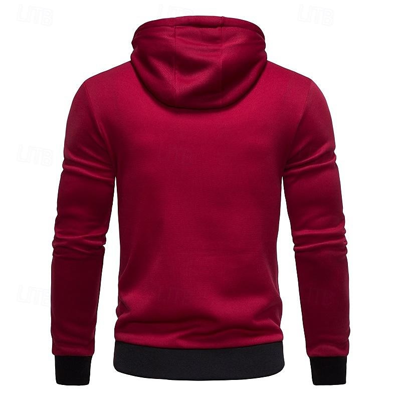 Men's Hoodie Full Zip Hoodie Wine Hooded Color Block Patchwork Sports & Outdoor Daily Holiday Polyester Streetwear Basic Casual Spring & Fall Clothing Apparel Hoodies Sweatshirts Long Sleeve 2025 - $15.99 –P6