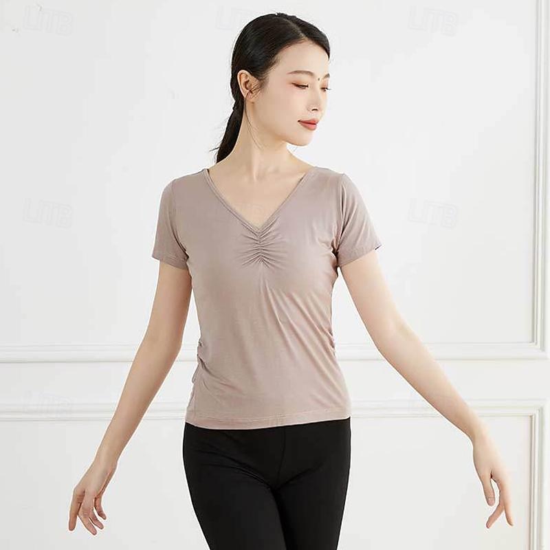 Activewear Top Pure Color Splicing Women's Performance Training Short Sleeve High Polyester 2026 - $33.99 –P5