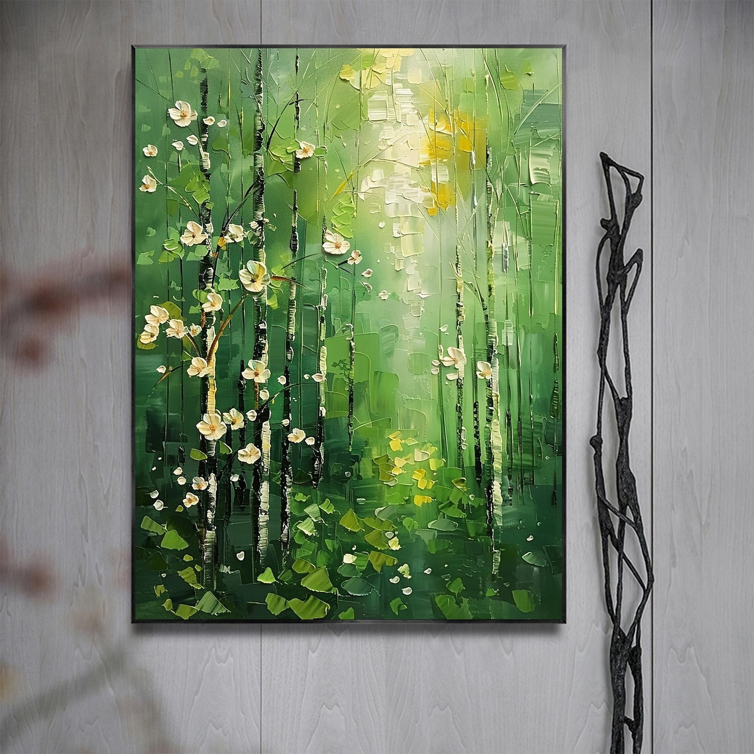 handgemachtes Original Ölgemälde „Grüner Wald“ auf Leinwand, abstrakter Baum, Landschaftsgestaltung, Wanddekoration, Wohnzimmer, Wohndekor mit Keilrahmen/ohne Innenrahmen 2025 - $147.99 –P9