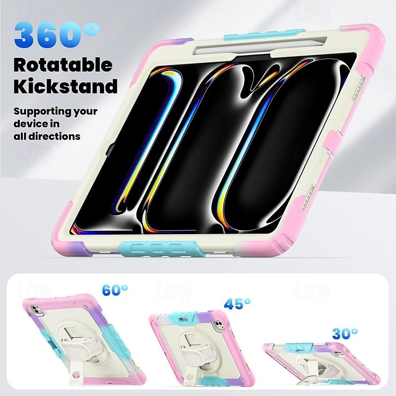 Tablet Case Cover For Apple iPad Air 11"(2024) iPad Air 13"(2024) iPad Pro 11"(2024) iPad Pro 13"(2024) Portable Handle Pencil Holder Camouflage Armor PC Silicone 2025 - $34.99 –P6
