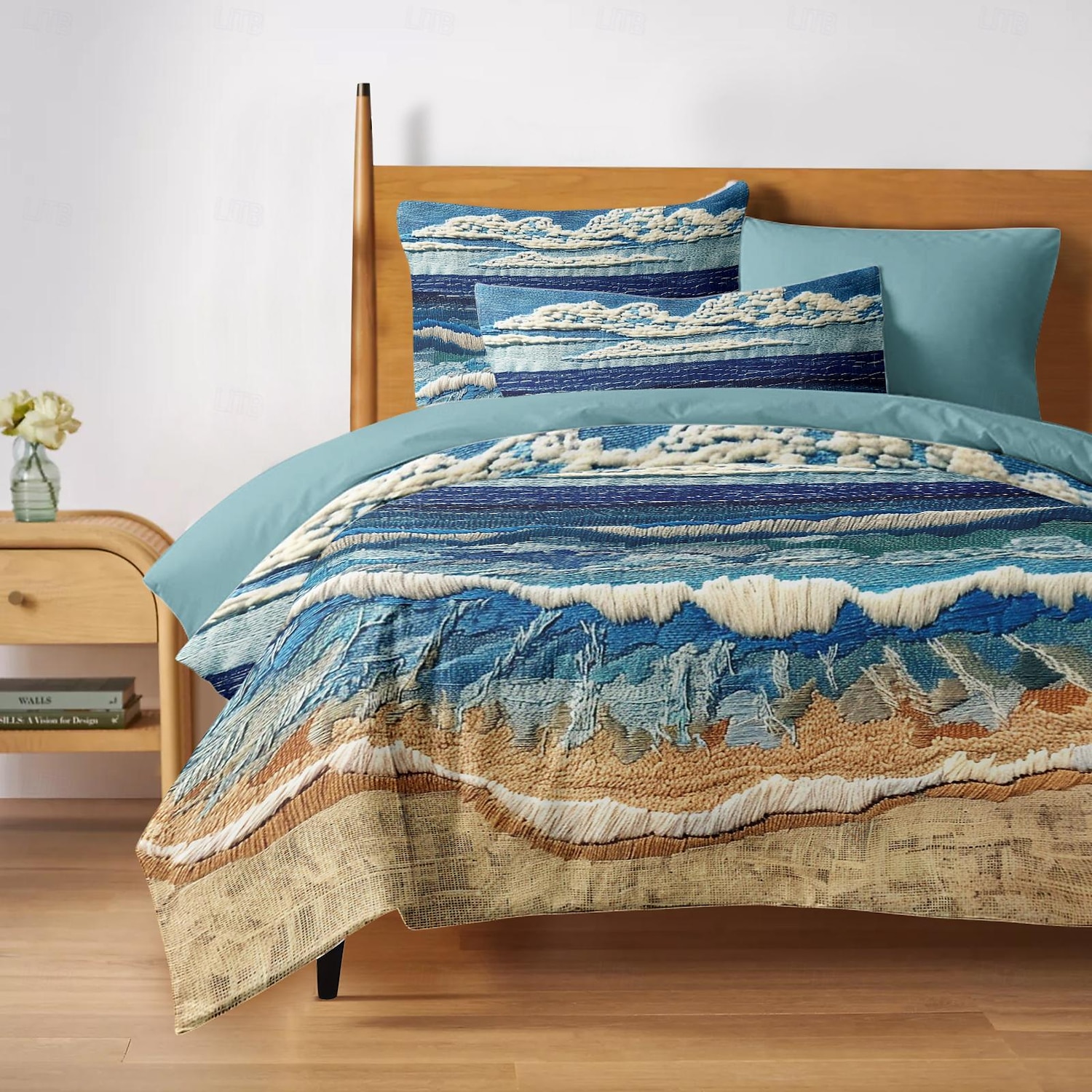 Летний приморский комплект пододеяльников из хлопка с морским узором, мягкий комплект роскошного постельного белья из 3 предметов, домашний декор, подарок, двойной полный пододеяльник размера King Queen Size 2026 - $67.99 –P1
