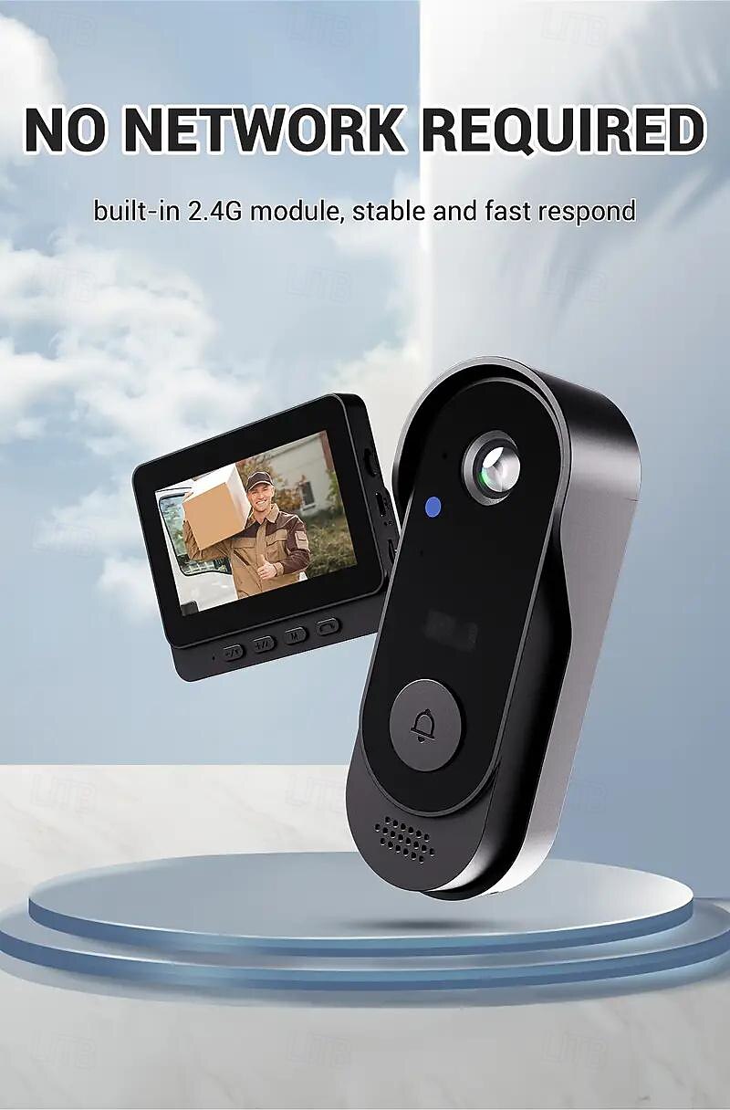 2025年 ビジュアルドアベル IR ナイトビジョンドアベル ワイヤレス 防水 HD 4.3 インチ IPS スクリーン ドアベル カメラ 2.4G 家庭用 アパート用  コレクション – $95.99 –P1