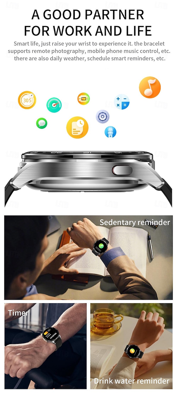 696 T97 Smart Watch 1.39 inch Smart Band Fitness Bracelet Bluetooth Pedometer Call Reminder Sleep Tracker Compatible with Android iOS Men Hands-Free Calls Message Reminder Watches with Earbuds IP 67 2025 - $83.99 –P17