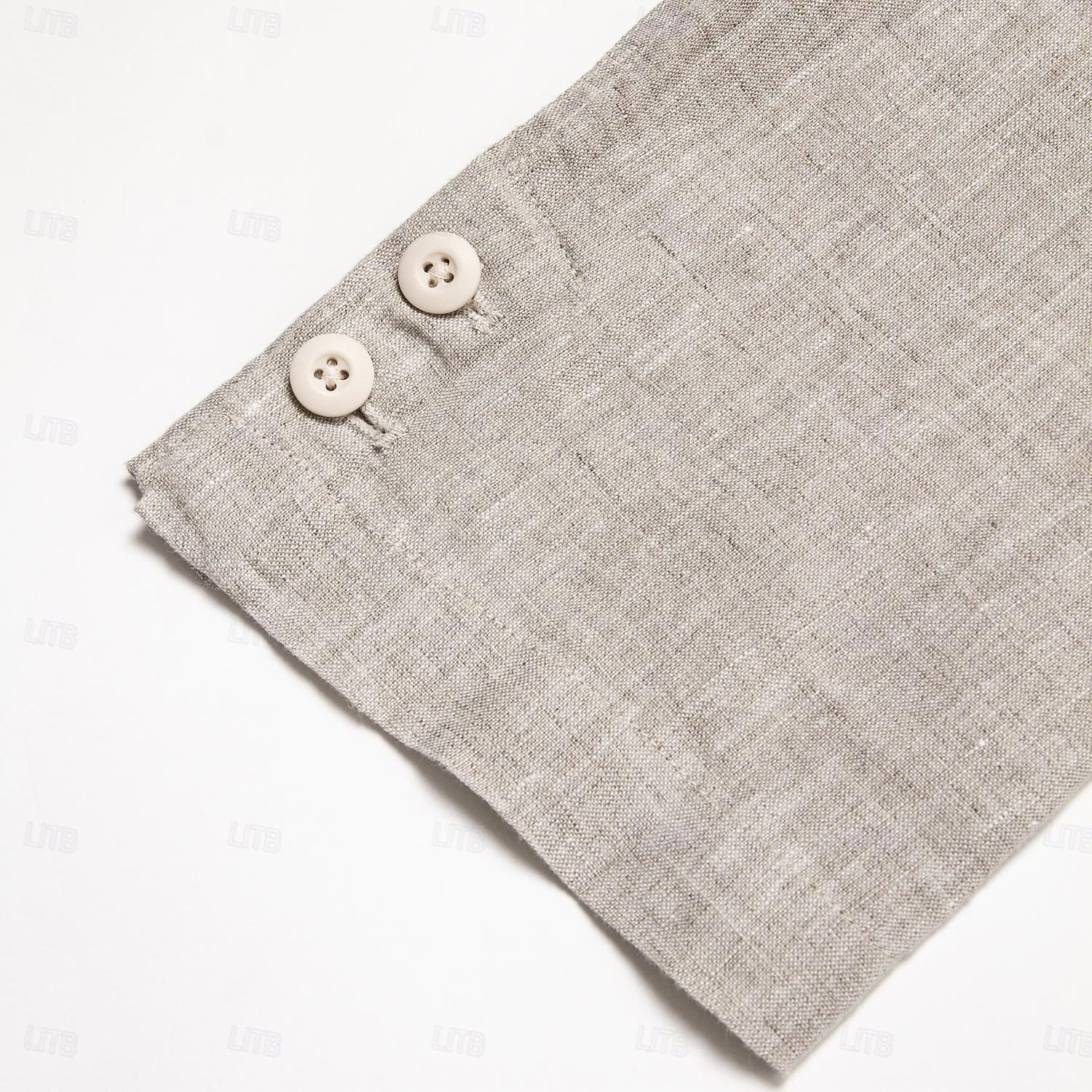 Herr Kavajjacka Bröllop Fest Årsdag Sommar Vår Linne Ensfärgat Enkelknäppt med Ett Knapphål Blazer Svart Marinblå Blå Beige 2025 - $50.99 -P10