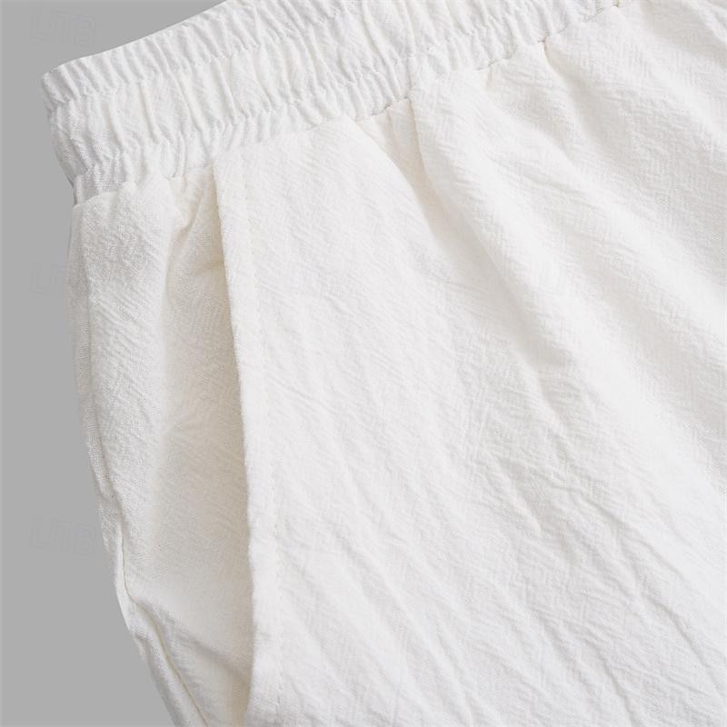 Homens Corredor Calças de linho Calças Calça verão Com Cordão Cintura elástica Tecido Conforto Respirável Diário Praia Moda Roupa de rua ダークカーキ Preto Micro-Elástica de 2025 por $25.99 –P3