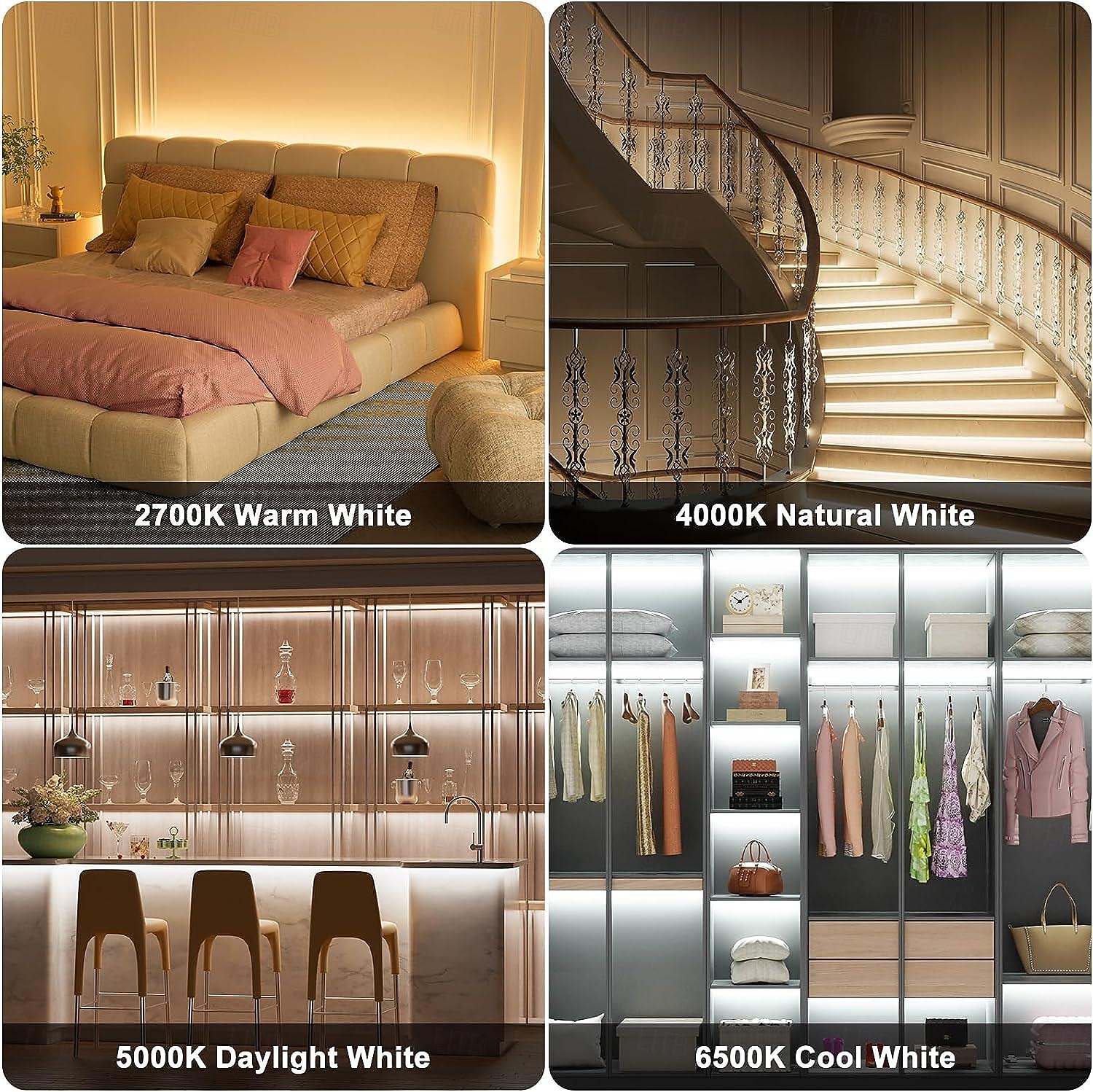 COB LED Strip Light White CCT 608LED/M Ultra Bright 10-33 ft Dimmable 2700K-6500K 24V LED Strip with RF Controller and Power Supply Suitable for DIY Lighting of Cabinets Bedrooms Kitchens Mirrors 2025 - $37.31 –P9
