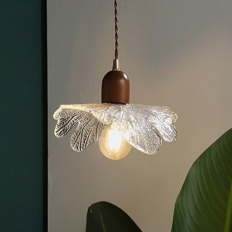 luminária pendente led branco quente 1 luz 7w moderno vidro com nervuras design de folha de lótus e26/e27 lustre com cabo ajustável luminária pendente de teto para quarto sala de estar cozinha de 2025 por $143.99 –P1