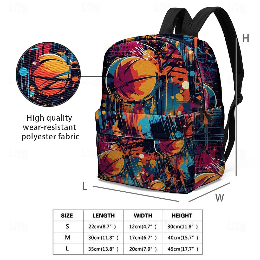 Basketball Print Backpack for Boys and Teens – Large Capacity Sports-Themed School Bag with Colorful Street Style Design for Daily Use and Gym Practice 2025 - $32.99 –P4