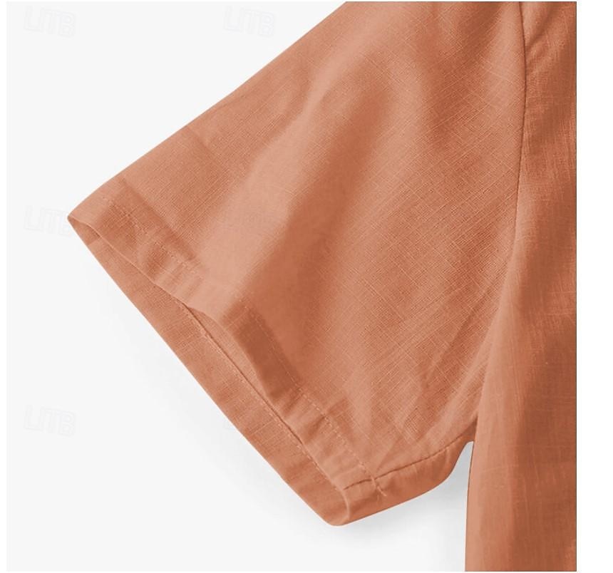 Homme Chemise en lin Chemise à col chinois Chemise à col mao Chemise d'été Chemise de Plage Couleur Unie Extérieur Vacances Noir Blanche bleu marine Marron Manche Courte Col montant Printemps de 2025 ? $19.49 –P5