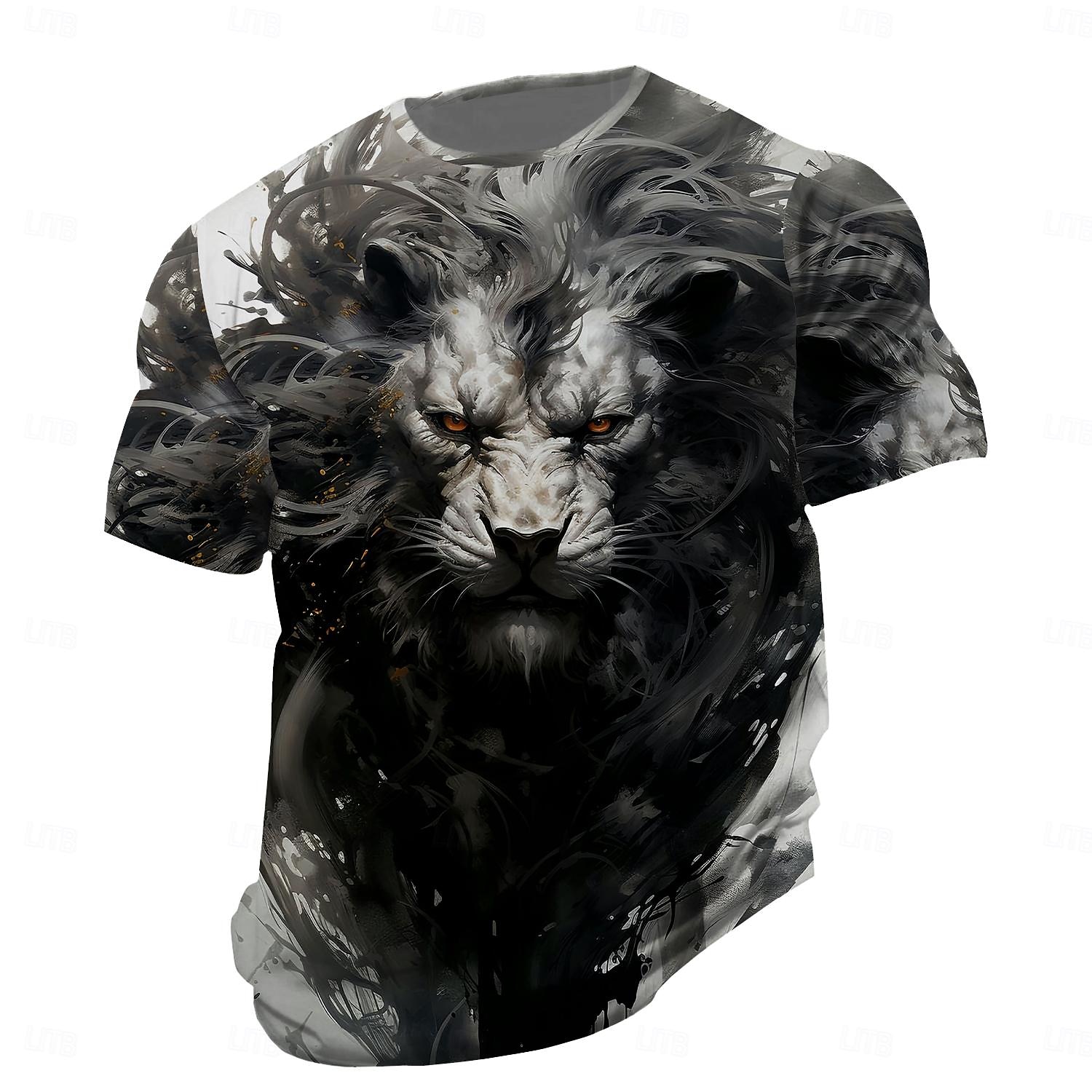 Men's Wolf Tiger T Shirt Short Sleeve T shirt 3D Print Crew Neck Shirt Fashion Designer Street Daily Sports Black White Gray Summer Spring Clothing Apparel S M L XL 2XL 3XL 2026 - $19.49 –P4