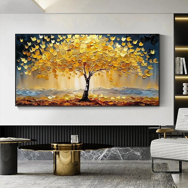 3D-Ölgemälde mit goldenem Baum, handgefertigtes Ölgemälde mit goldenem Baum auf Leinwand, großes abstraktes strukturiertes Ölgemälde mit goldgelbem Baum, Lebensbaum-Gemälde, Wandkunst, individuelles 2025 - $69.99 –P13