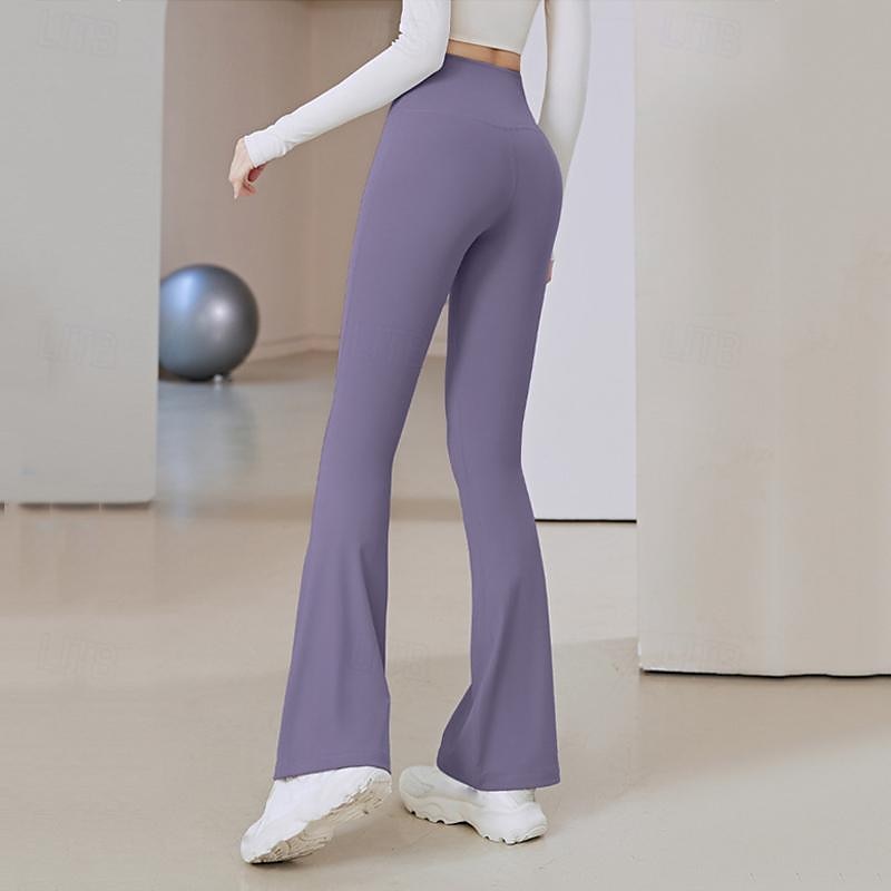 Dam Yogabyxor Utsvängda byxben Elastiskt midjeband Hög midja Yoga Gymträning Pilates Trikåer Mörkgrå Svart Blå sporter Sportkläder Elastisk Smal 2025 - $16.49 –P13
