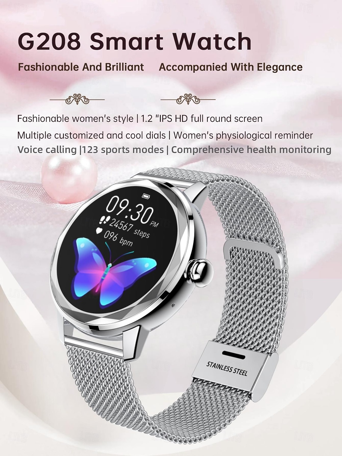 G208 Smart Watch 1.19 inch Smartwatch Fitness Running Watch Wireless Pedometer Call Reminder Activity Tracker Compatible with Android iOS Women Men Long Standby Hands-Free Calls Waterproof 2025 - $49.99 –P1
