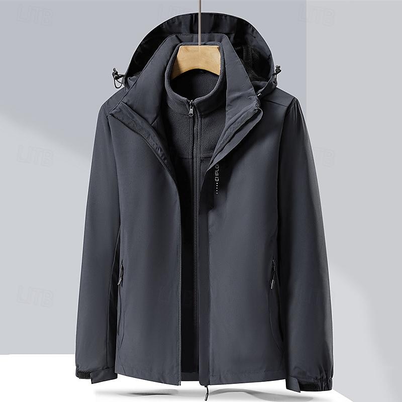 Voor heren Softshell jas Wandeljack Regenjack Hardshelljack Buitenshuis Thermisch Warm Winddicht Waterbestendig 3-in-1 jas Windjack Reizen Zwart Rood Donkerblauw Grijs 2025 - $53.99 –P4