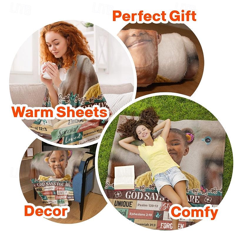 Customized Blanket Personalized Gifts God Says You Are Bible Verses For Daughter, Son - Personalized Photo Blanket 2026 - $30.99 –P5