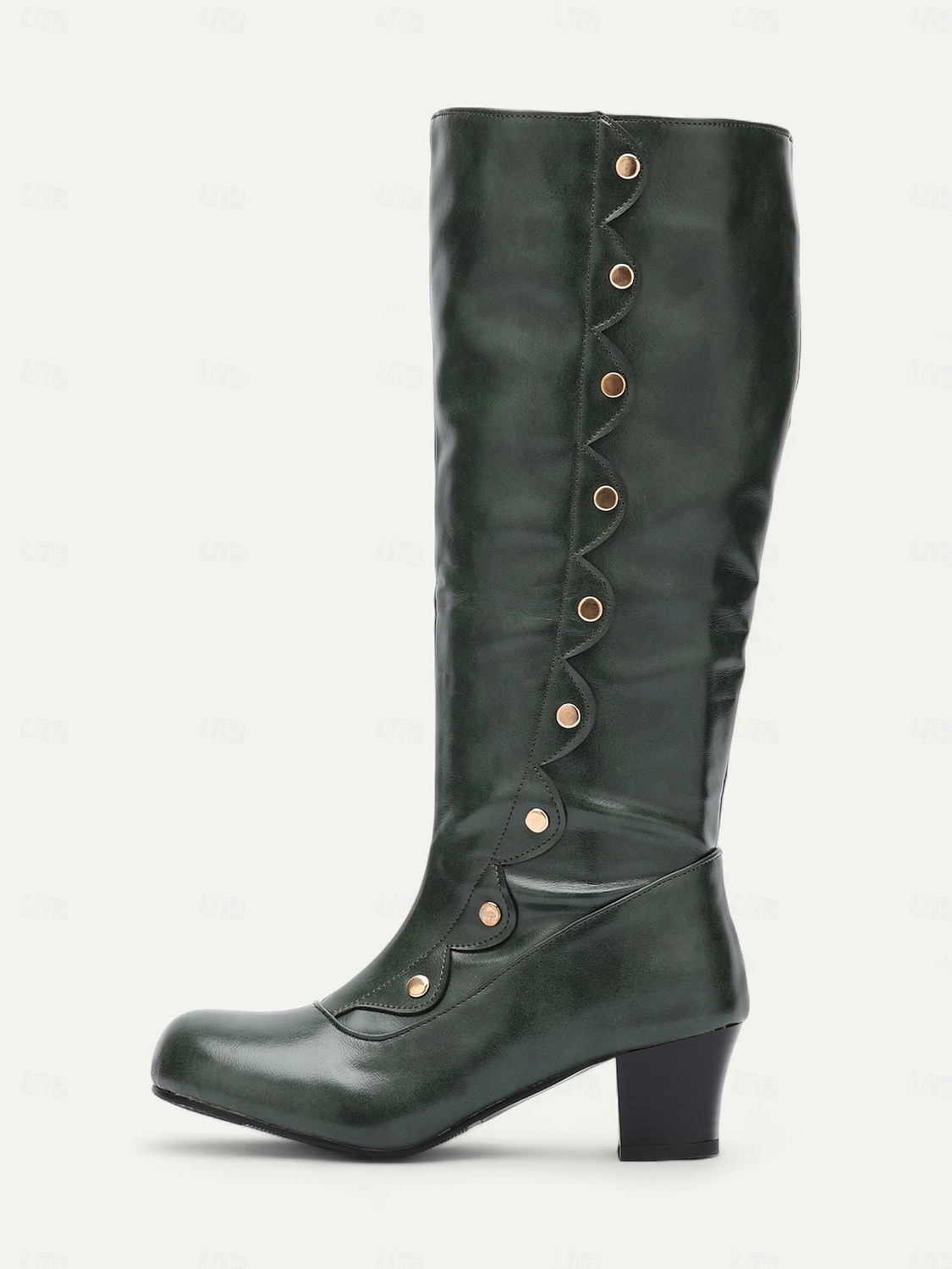 Damen Stiefel Knopfstiefel Retro Outdoor Arbeit Täglich Kniehohe Stiefel Knopf Blockabsatz Runde Zehe Elegant Vintage PU Schnalle Wein Schwarz Braun 2025 - $69.99 –P1