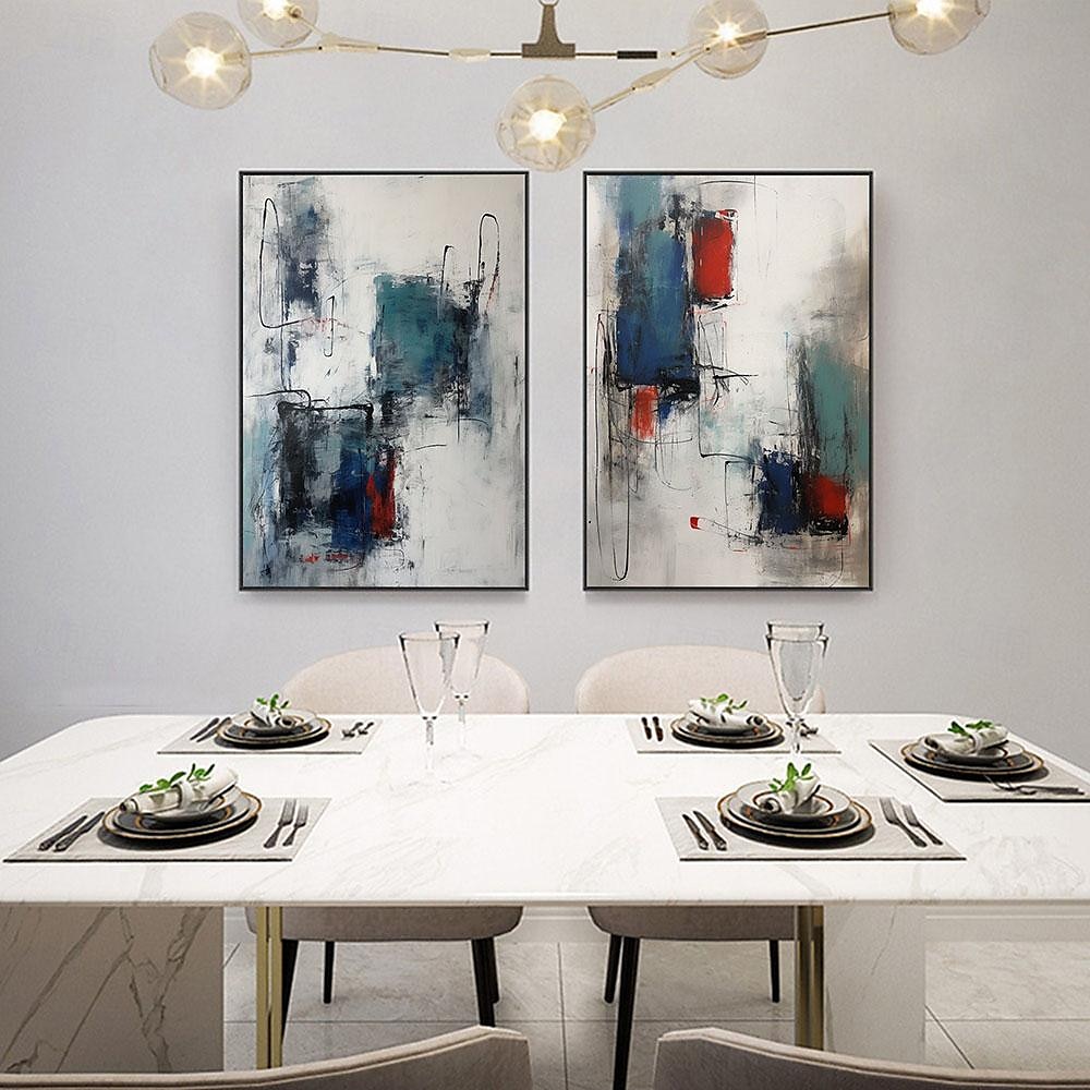 handgemachtes blaues und rotes abstraktes Gemälde handgemachtes minimalistisches Gemälde auf Leinwand Gemälde moderne abstrakte Wandkunst Malerei handgemalt Wabi-Sabi Kunst Büro Gemälde Wandkunst 2025 - $116.99 –P2