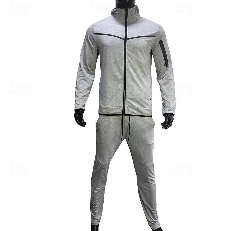 Men's Tracksuit Jogging Suit 2 Piece Full Zip Casual Fall Long Sleeve Breathable Soft Fitness Gym Workout Running Sportswear Activewear Color Block Gray Black Black Orange 2025 - $54.99 –P4