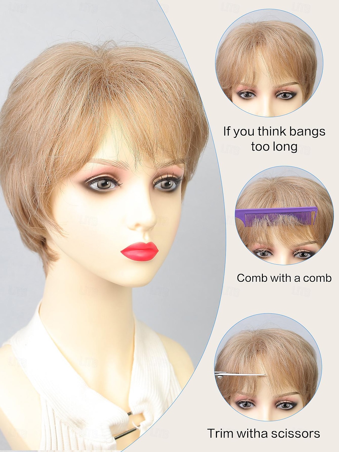 Synthetische pruiken Natuurlijk recht Korte bob Zijdeel Pruik 25.4 cm Lichtgoud Synthetisch haar Dames Meerkleurig 2025 - $18.49 –P6