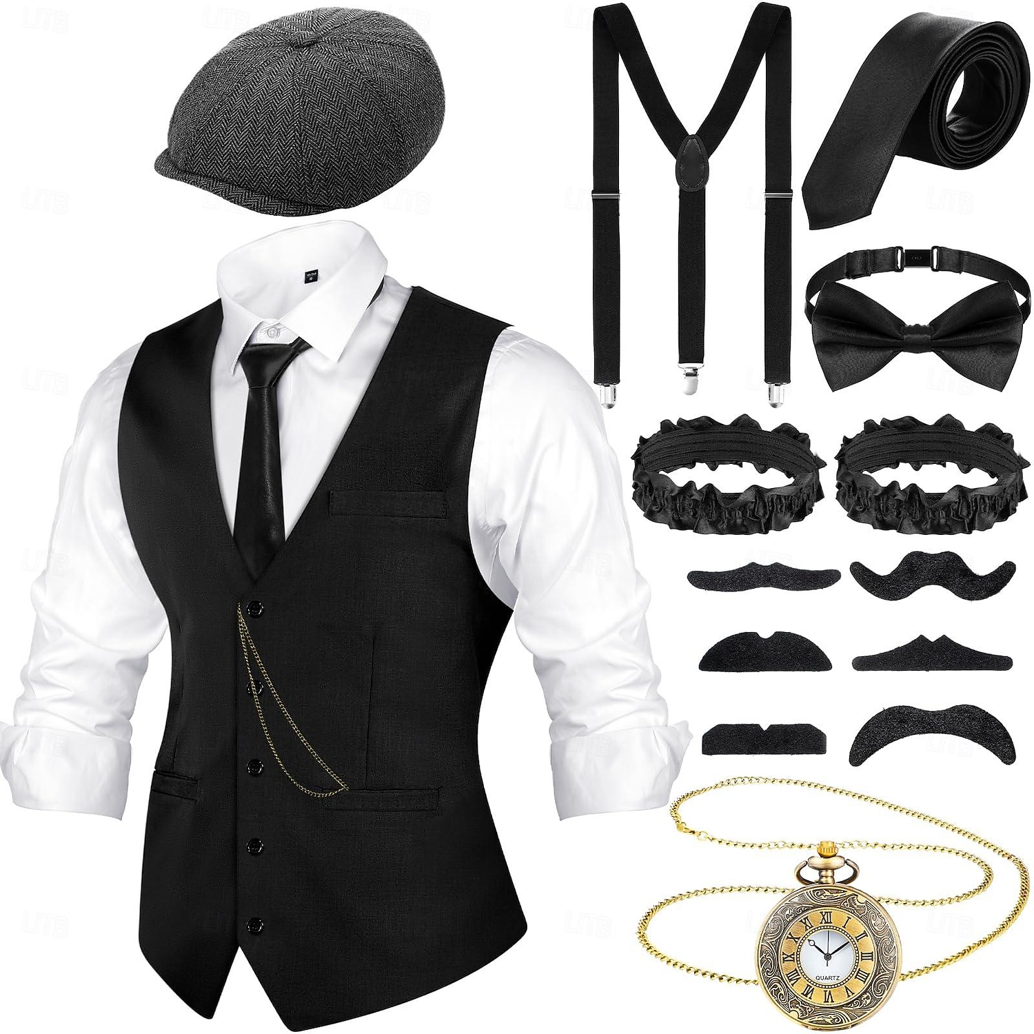 Retrò Vintage Anni Ruggenti Anni 1920 Abiti Gilet Cappello Panama Il grande Gatsby Charleston Gentiluomo Moda Per uomo Natale Halloween Carnevale Balli di fine anno Addio al Nubilato Festival Adulti del 2025 a $41.99 –P1