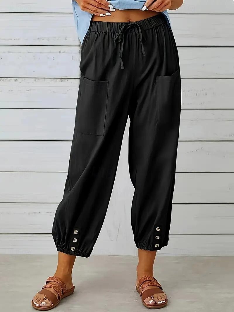 Femme Taille EU / US Large Sarouel Décontractées Pantalon Harlem Longueur genou Taille haute Couleur Pleine Poche Sarouel Respirabilité Extérieur Non Elastique Extérieur Casual Quotidien Noir de 2025 ? $18.99 –P1