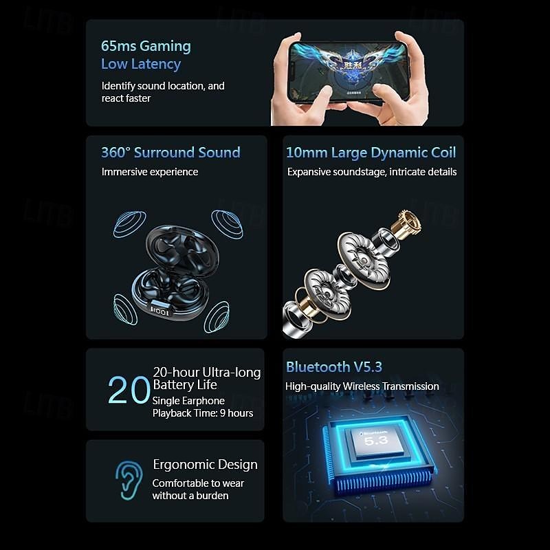 1PC Painless Wear Ear-clip EarphonesTWS Wireless Bluetooth5.3 Earbuds with Microphone 2025 - $16.99 –P5