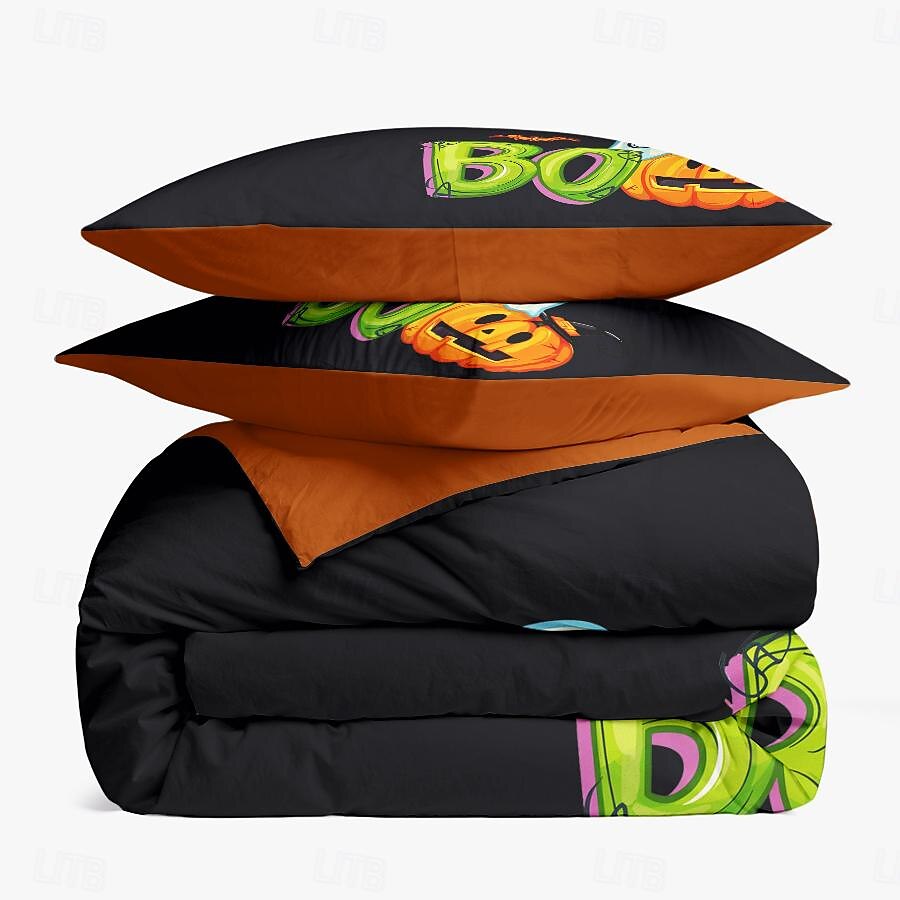 kolekce halloween sada povlaků na přikrývky Jack o lucerna dýně 3dílná sada super měkká šetrná k pokožce s dlouhou životností 2025 - $41.99 –P31