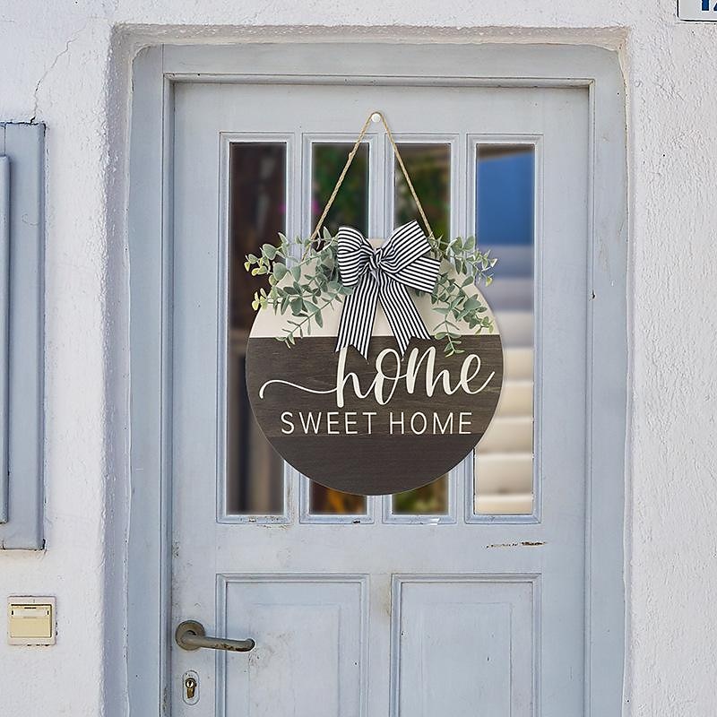1pc Crafting 12 Inches Welcome Sigh For Front Door Big Wooden Wreath Welcome Wreath Farmhouse Front Door Decoration Housewarming Gift for Home Outdoor Indoor 2025 - $13.99 –P16