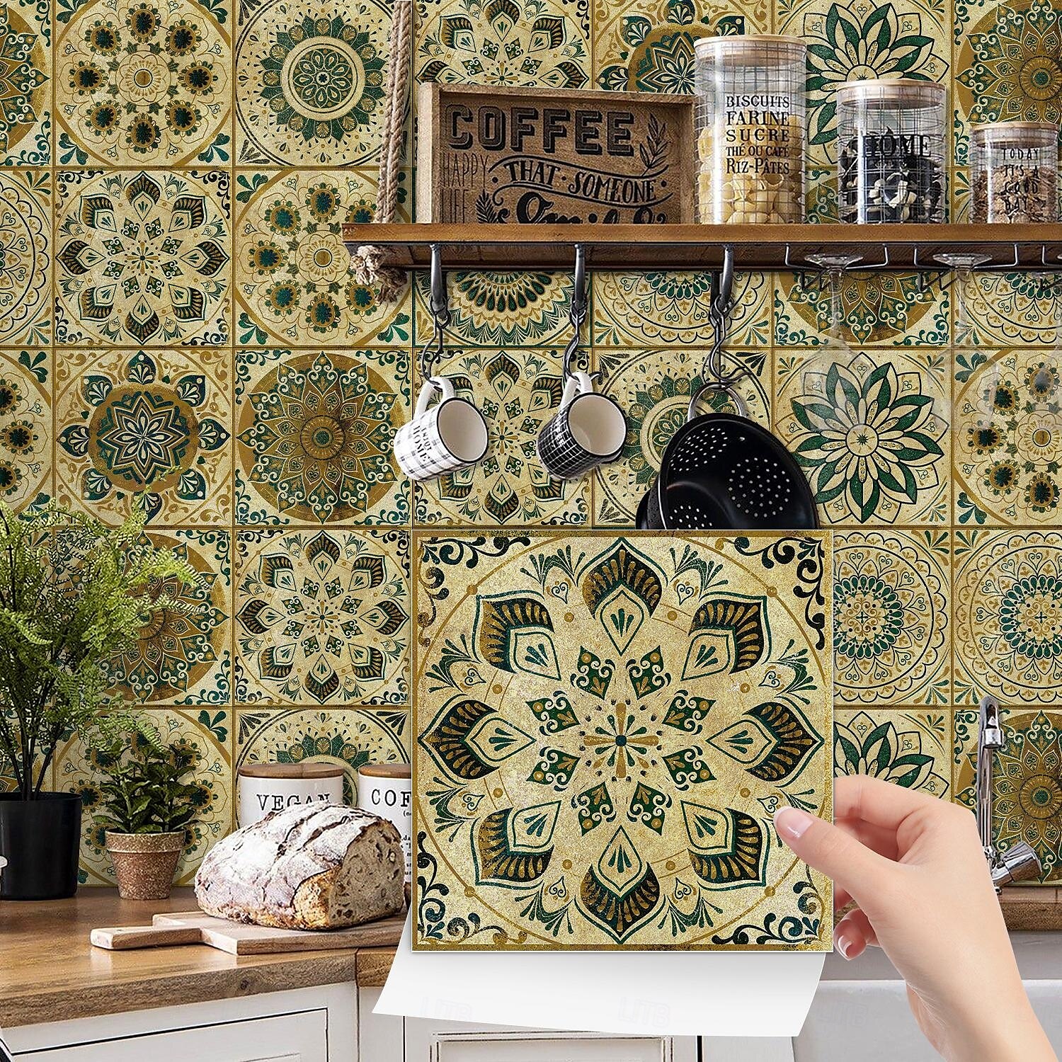 24 adesivi per piastrelle in stile marocchino, decalcomanie murali in PVC con pellicola di cristallo ispessita, impermeabili &Decorazione murale in piastrelle retrò, antiolio e rimovibili, per bagno, del 2025 a $10.99 –P2
