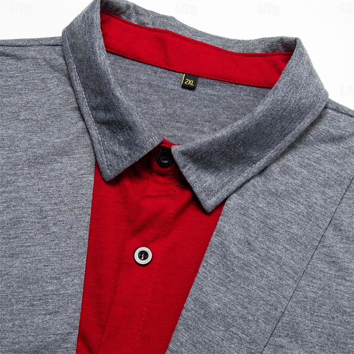 Herren Henley Hemd T-Shirt Langarm Revers Sommer Farbblock Mode Designer Basic Patchwork Urlaub Straße Ausgehen Schwarz Weiß Marinenblau Top T-Shirt für Herren 2025 - $21.99 –P6