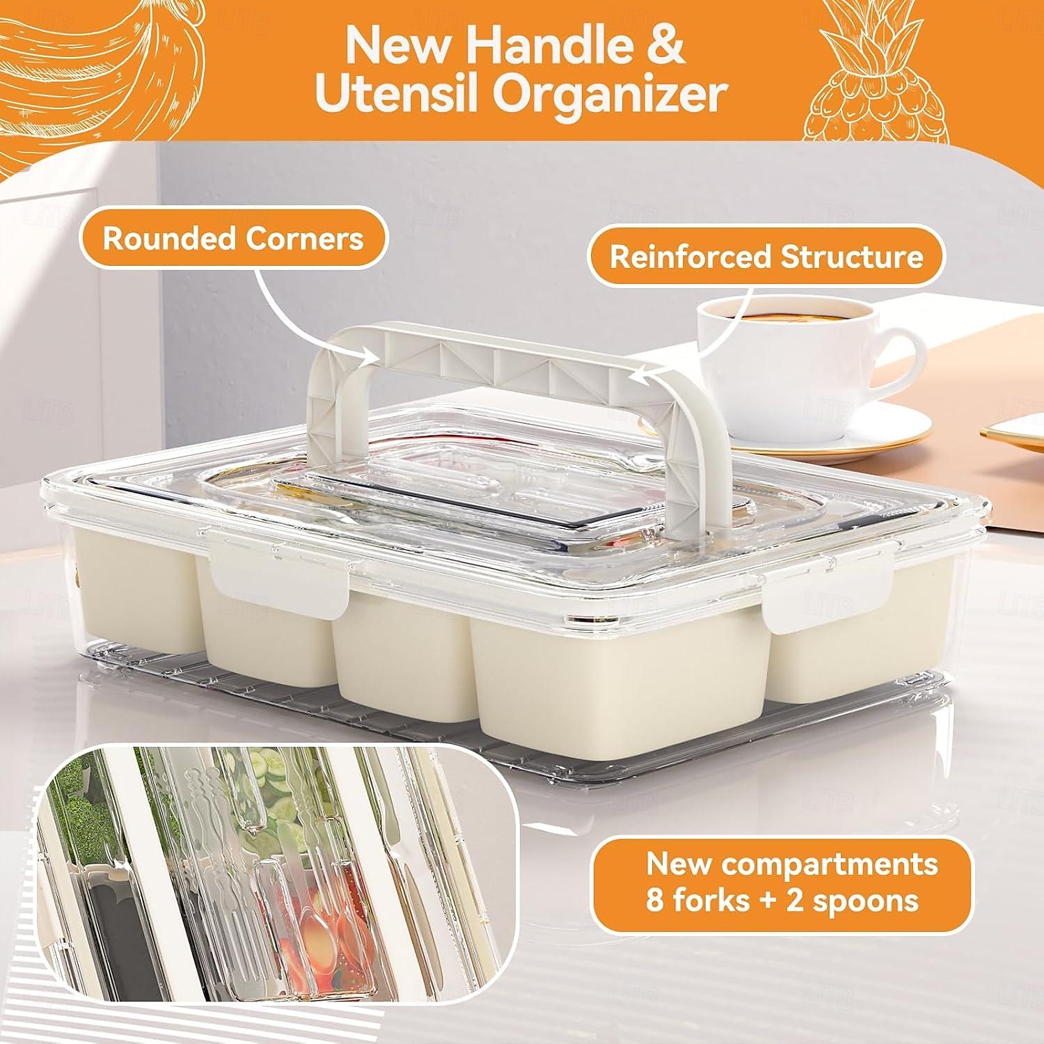 recipient cutie pentru gustari tava de servire divizata cu capac, organizator portabil pentru platouri de gustare, recipient pentru gustari cu 8 compartimente recipiente pentru depozitarea alimentelor, pastreaza-ti bomboane, chipsuri proaspete. 2025 - $25.99 –P3