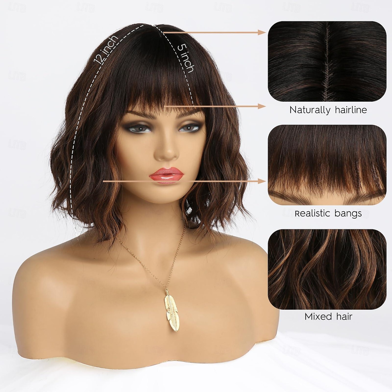 Parrucche Corte Marrone con Colore Ombre per Donne Parrucca Ombre Marrone Scuro Mista con Colore Dorato con Frange Parrucca a Bob Sintetica di Larghezza Media Colorate Parrucche di Halloween del 2025 a $19.99 –P3