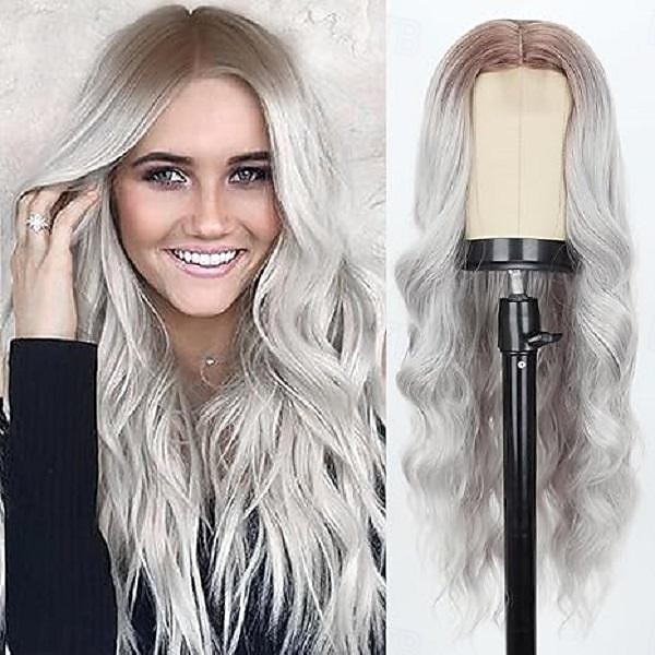 Perruque Longue Ondulée pour Femmes Perruque Cheveux Bouclés avec Partie Centrale Perruques Longues Synthétiques Halloween Cosplay Fête de 2025 ? $18.99 –P2
