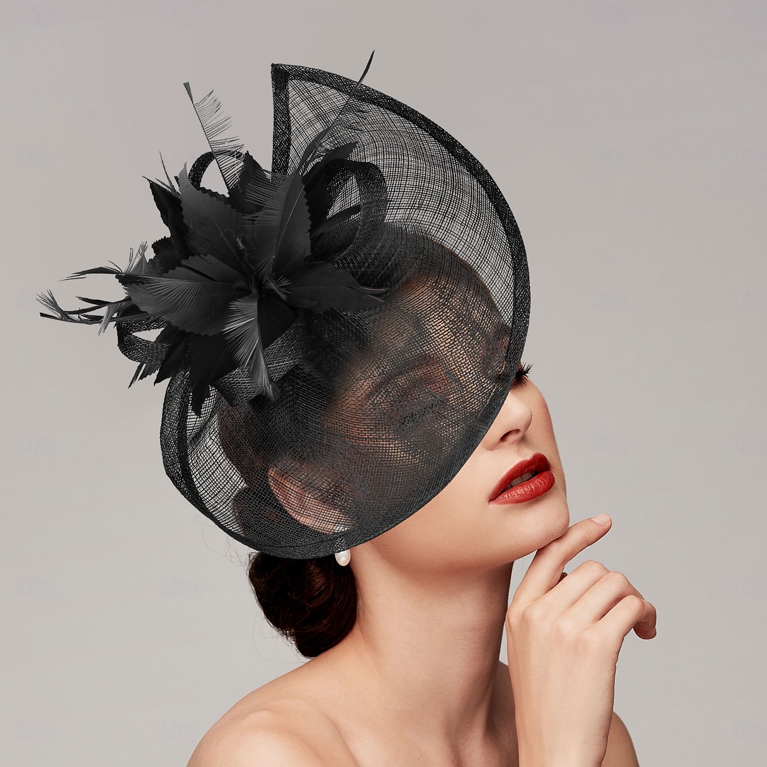Copricapo con piume rete cappello piatto matrimonio corsa ippica giornata delle donne Melbourne Cup con copricapo in piume accessorio per la testa abbigliamento da gara 2025 del 2025 a $50.99 –P4