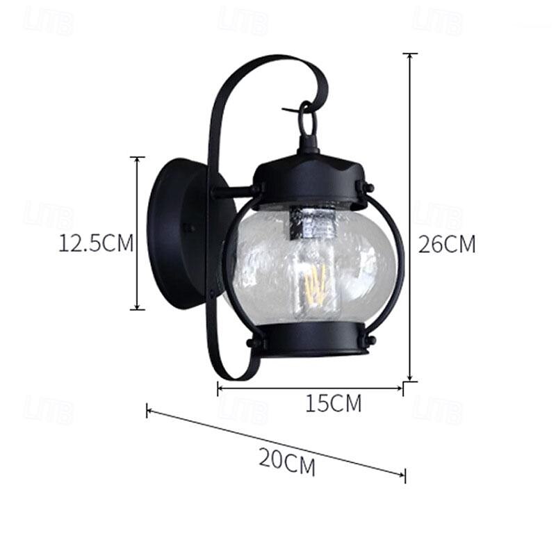 lanterna da parete impermeabile lampada da carrozza esterna applique da parete nera rustica, apparecchio di illuminazione per portico ip54 supporto a parete, paralume in vetro seminato lampada da del 2025 a $132.99 –P1