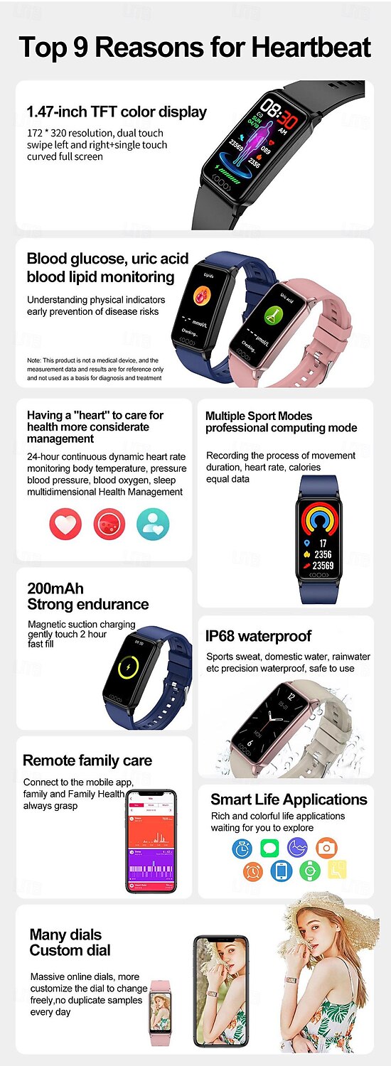 NEW Smart Watch 1.47 inch Smartwatch Fitness Running Watch Bluetooth Temperature Monitoring Pedometer Call Reminder Compatible with Smartphone Women Men Waterproof Media Control Message 2025 - $35.99 –P3