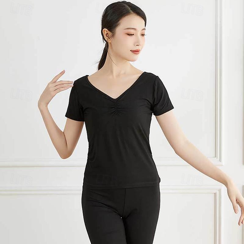 Activewear Top Pure Color Splicing Women's Performance Training Short Sleeve High Polyester 2026 - $33.99 –P1