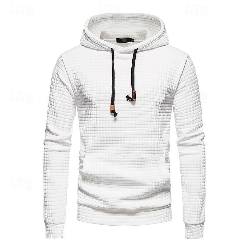 Herr Våffla hoodies Huvtröja Svart Vit Ljusgrå Mörkgrå Huva Slät Ficka Sport & Utomhus Dagligen Helgdag Polyester Streetwear Grundläggande Ledigt Vår & Höst Kläder Pull Tröjor Långärmad 2025 - $24.99 –P8