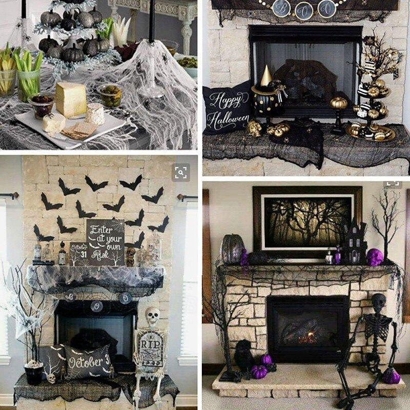 halloween musta kammottava kangas pelottava sideharsokangas oviaukot verkkokangas kummitustaloon kammottavia ja pelottavia halloween-koristeita 2025 - $10.99 –P4