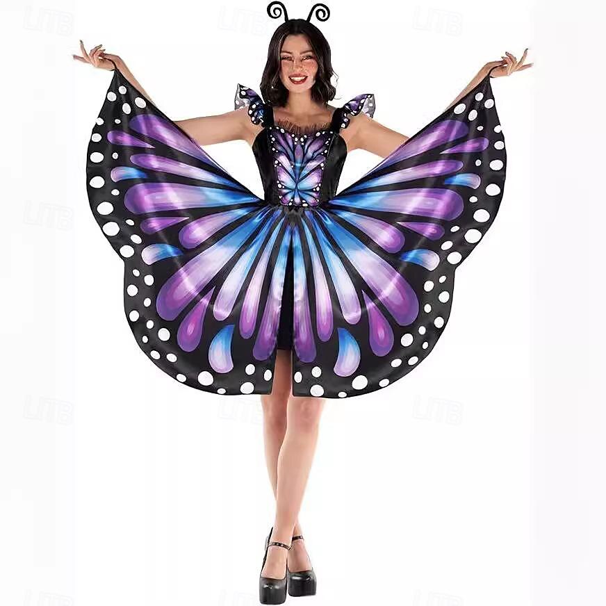 Schmetterling Faschingskostüme Kleid Stirnband Erwachsene Damen Lustiges Kostüm Party Karneval Einfaches Karnevalskostüm 2025 - $44.99 –P3
