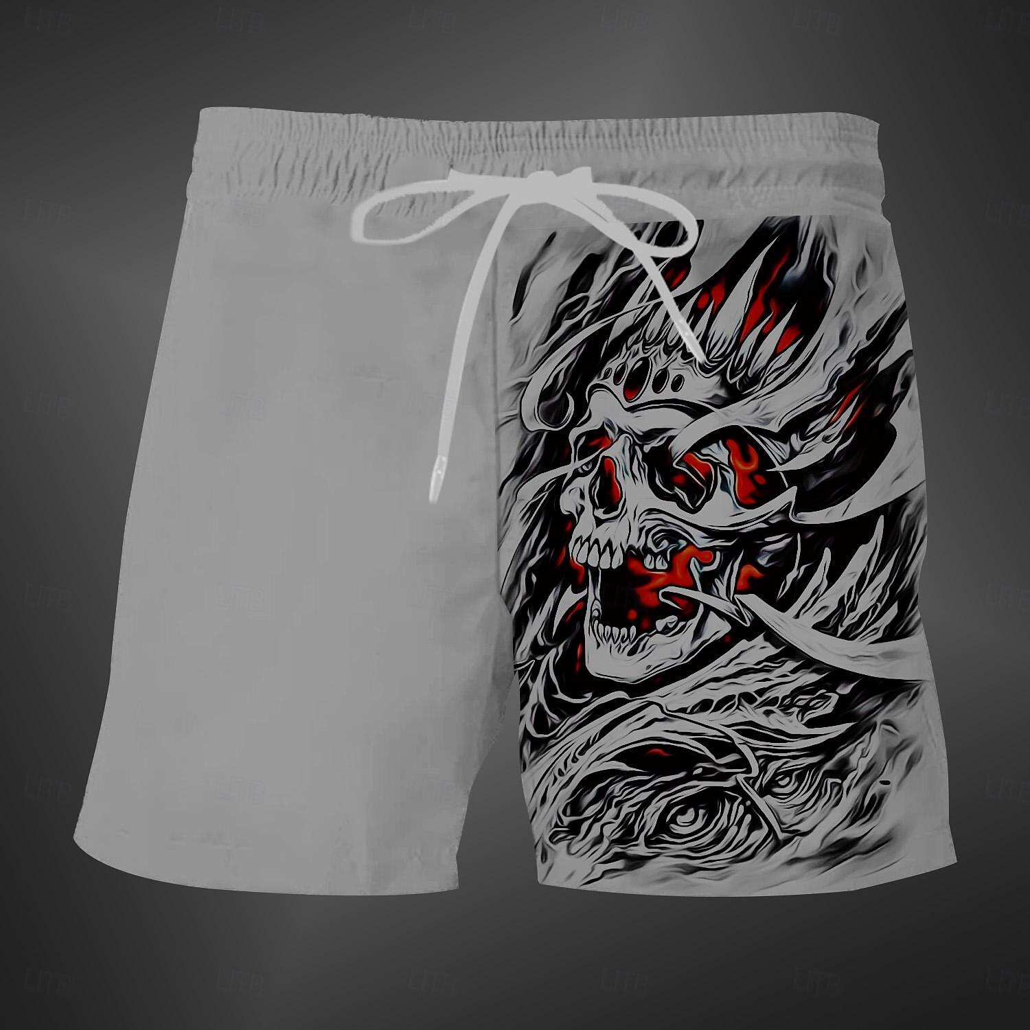 Homens Caveiras Impressão 3D Calção Justo de Natação Shorts de Natação Bermuda de Surf Cintura Média Moda Roupa de rua Designer Casual Diário Feriado Bolsos Com Cordão Cintura elástica Designer Roupa de 2025 por $17.99 –P1